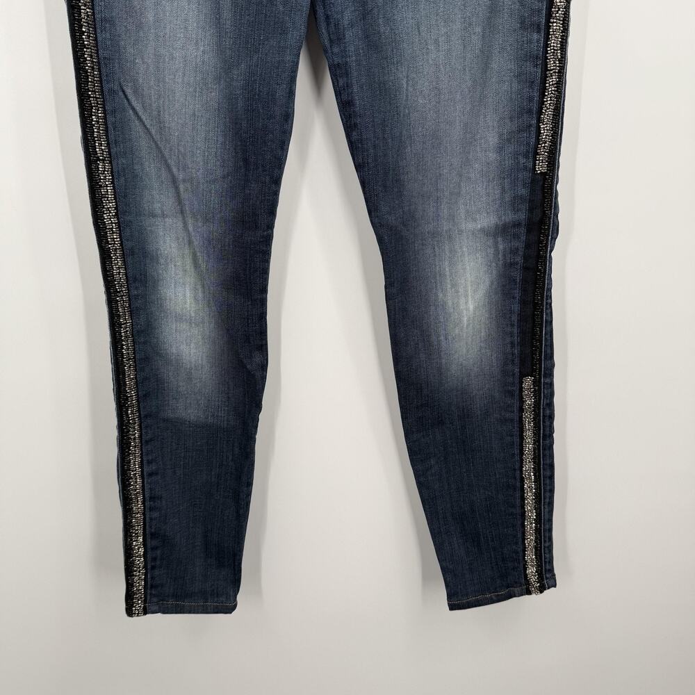 Hudson Luna Super Skinny Crop Jeans Womens 29 Blue Glam Embellished Side Stripe - Picture 3 of 14